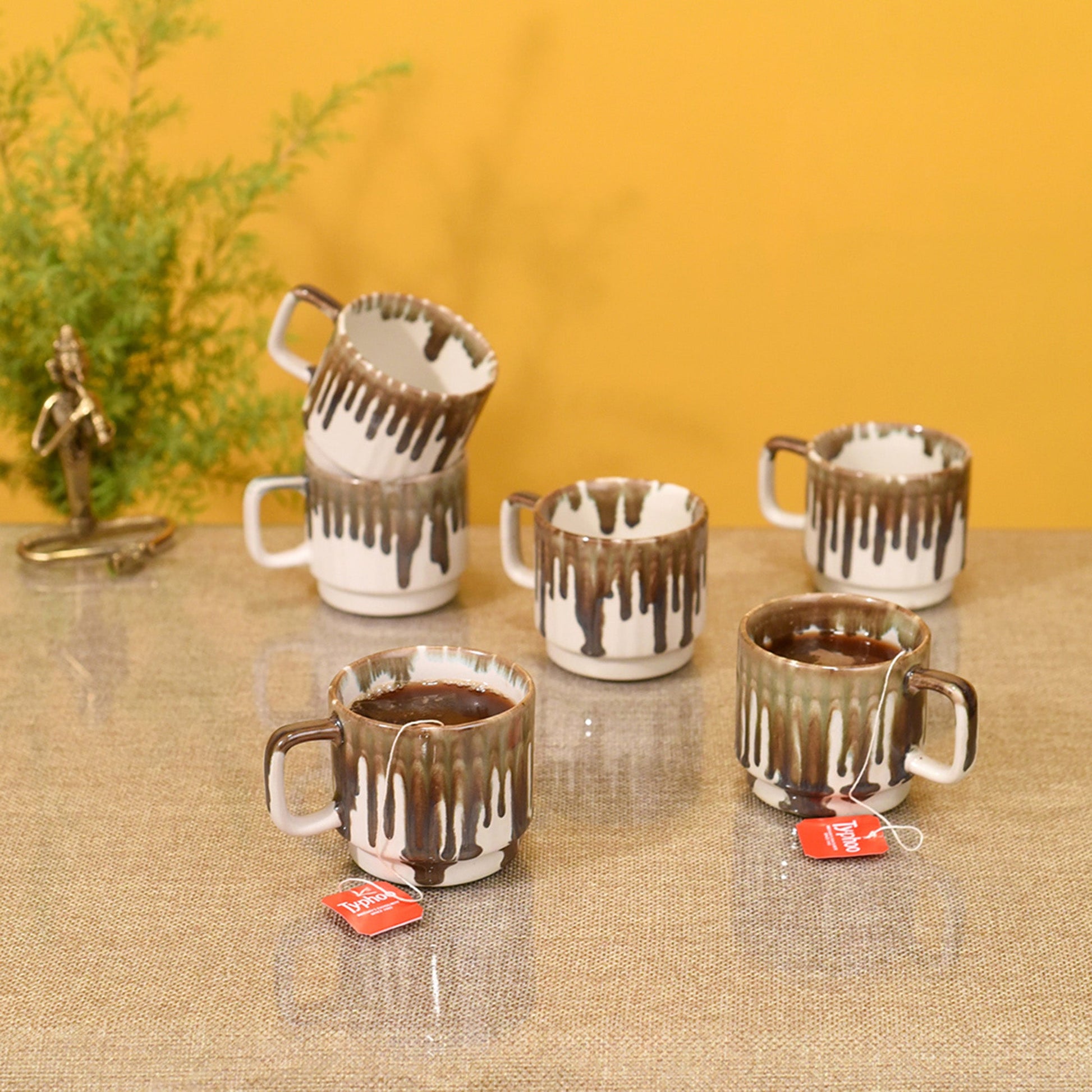 Brown - Morning Drip Tea Cups Set of 6