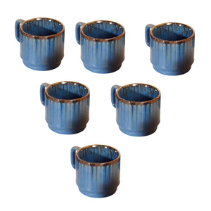 Blue - Cerulian Stripes Tea Cups (Set of 6
