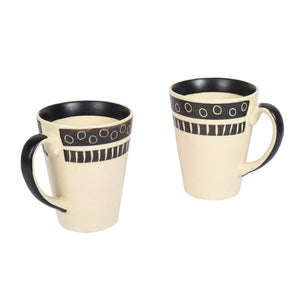 Beige - Mug Ceramic Black Polka (Set of 2) (4x3.2x4.1)
