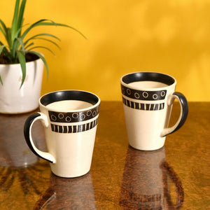 Beige - Mug Ceramic Black Polka (Set of 2) (4x3.2x4.1)