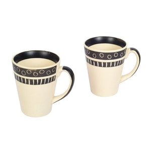 Beige - Mug Ceramic Black Polka (Set of 2) (4x3.2x4.1)
