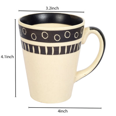 Beige - Mug Ceramic Black Polka (Set of 2) (4x3.2x4.1)