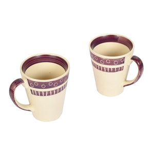 Beige - Mug Ceramic Magenta Polka (Set of 2) (4x3.2x4.1)