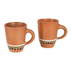 Brown - Knosh-4 Earthen Mugs with Tribal Motifs (Set of 2)