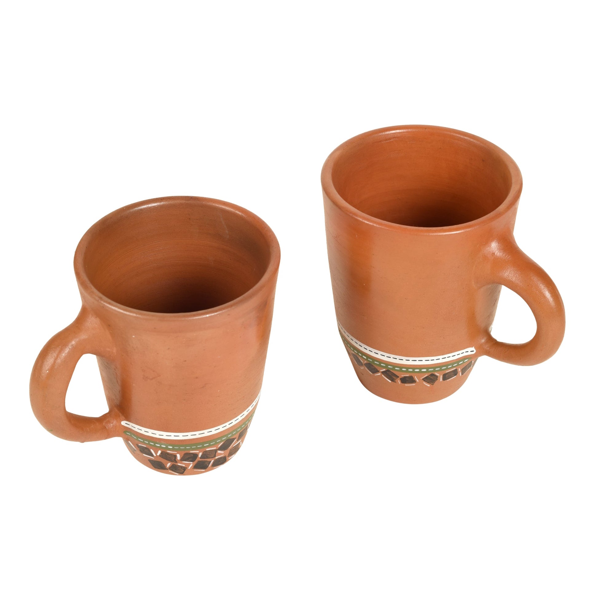 Brown - Knosh-4 Earthen Mugs with Tribal Motifs (Set of 2)