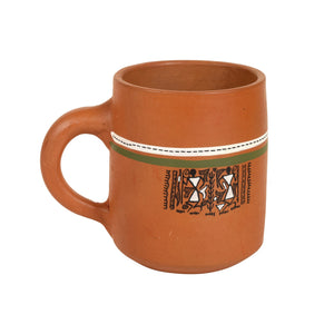 Brown - Knosh-A Earthen Cups with Tribal Motifs (Set of 4)