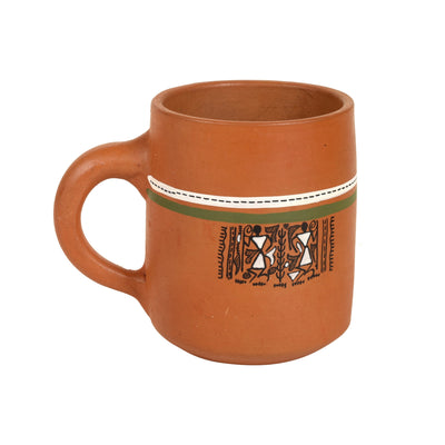 Brown - Knosh-A Earthen Cups with Tribal Motifs (Set of 4)