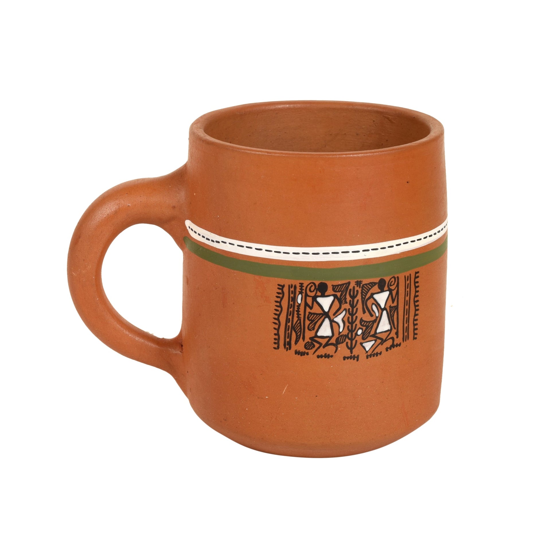 Brown - Knosh-A Earthen Cups with Tribal Motifs (Set of 4)