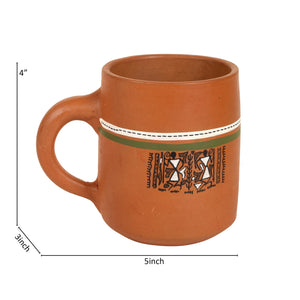 Brown - Knosh-A Earthen Cups with Tribal Motifs (Set of 4)