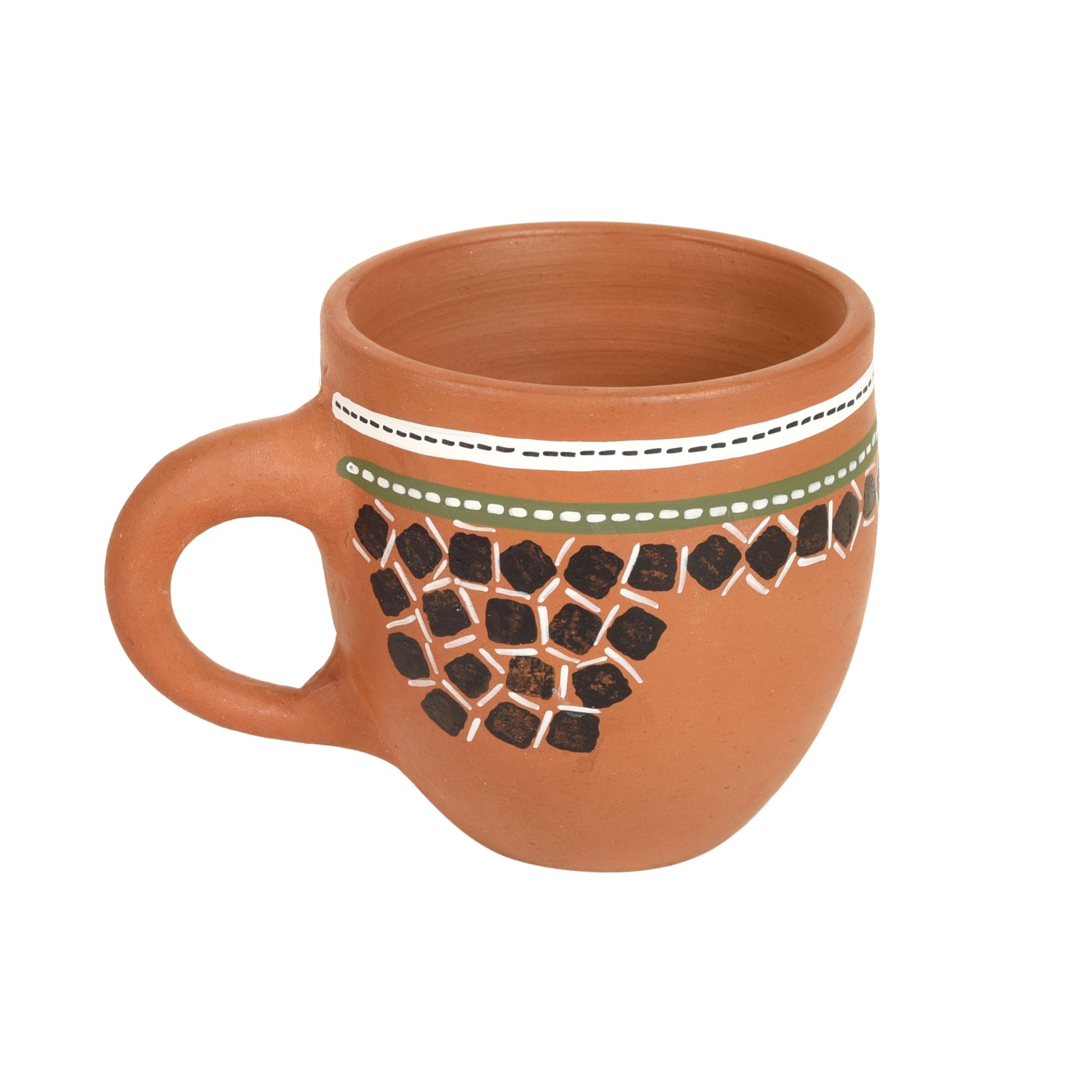 Brown - Knosh-L Earthen Cups with Tribal Motifs (Set of 6)