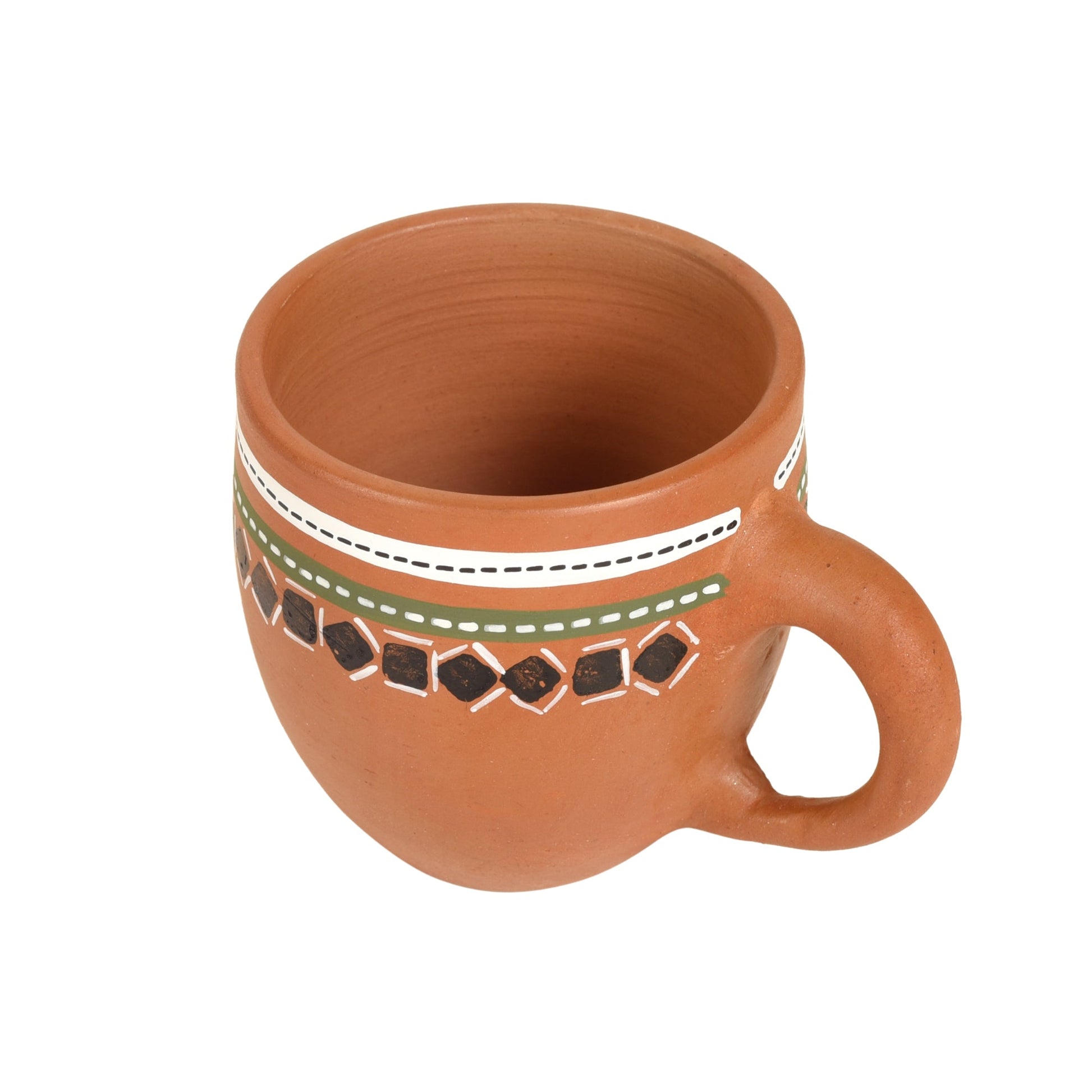 Brown - Knosh-L Earthen Cups with Tribal Motifs (Set of 6)