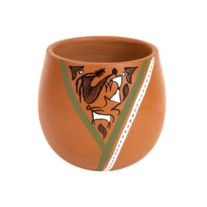 Brown - Knosh-K Earthen Kullads with Tribal Motifs (Set of 6)