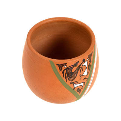 Brown - Knosh-K Earthen Kullads with Tribal Motifs (Set of 6)