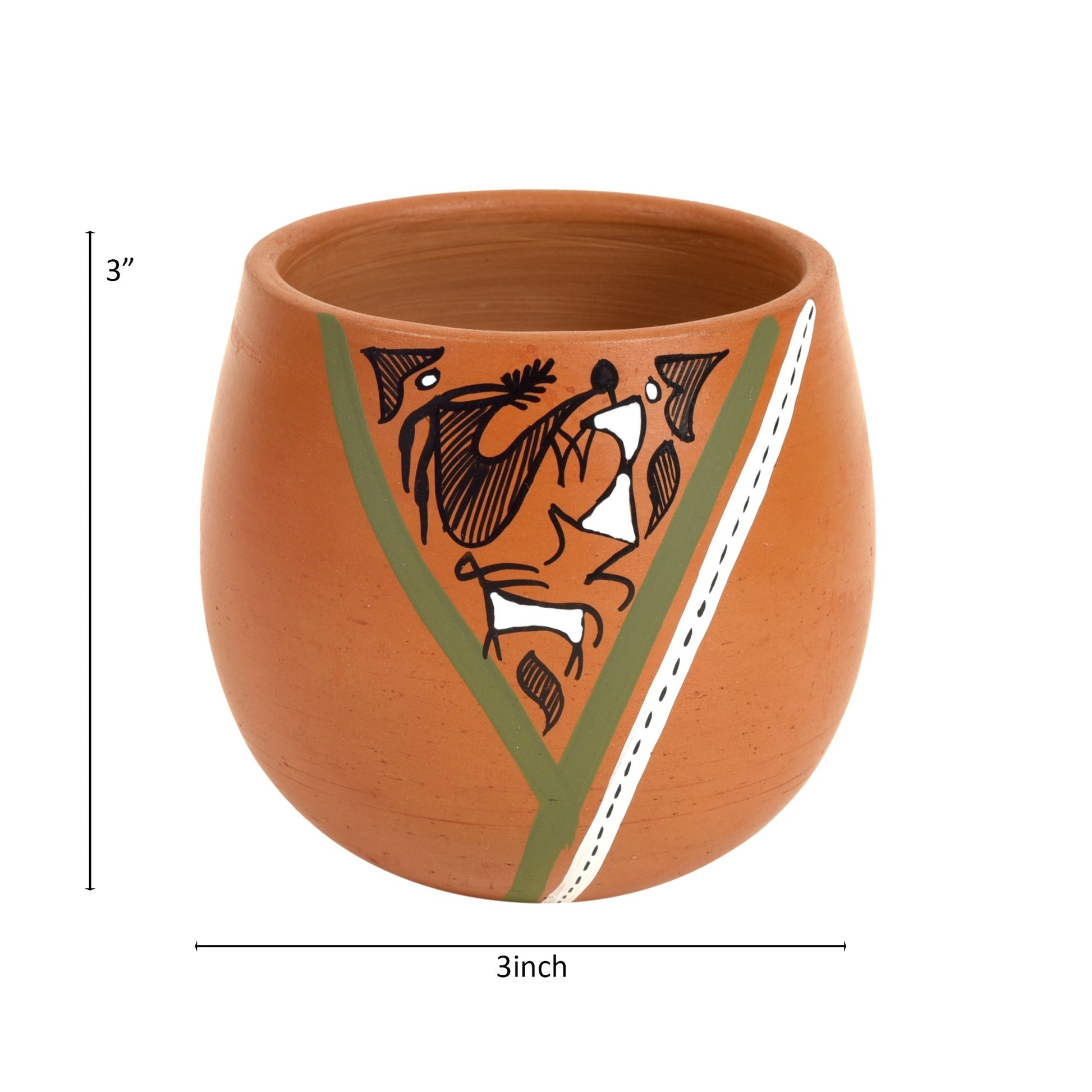 Brown - Knosh-K Earthen Kullads with Tribal Motifs (Set of 6)