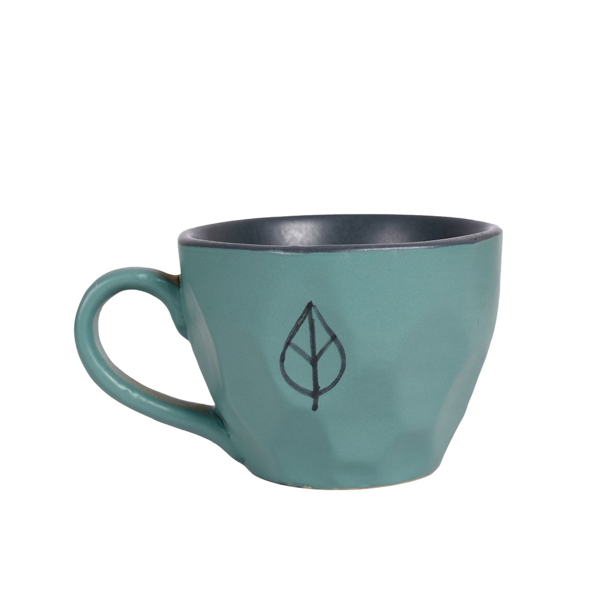 Blue - Ceramic Aqua Cup Set of 6 (4.5 x 3.2 x 2.5 in)