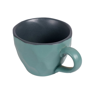 Blue - Ceramic Aqua Cup Set of 6 (4.5 x 3.2 x 2.5 in)