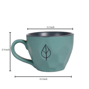 Blue - Ceramic Aqua Cup Set of 6 (4.5 x 3.2 x 2.5 in)