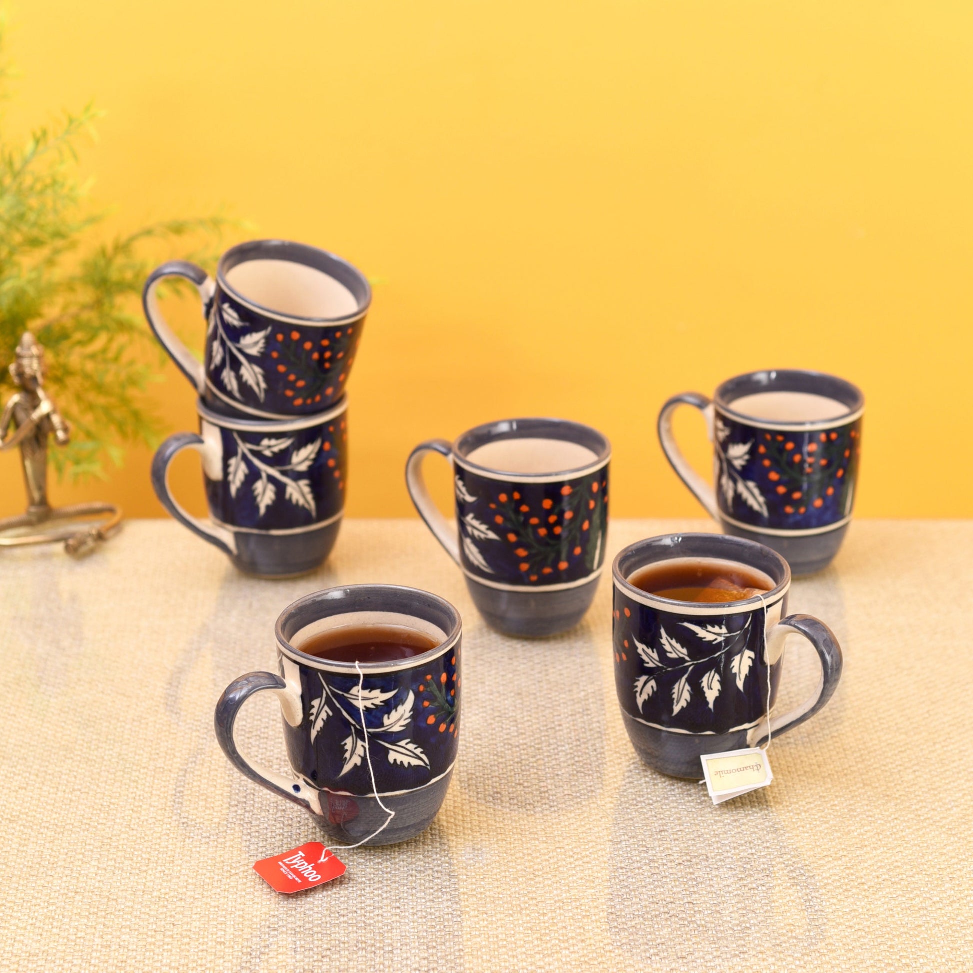 Blue - Blooming Leaves Drinking Mugs S06