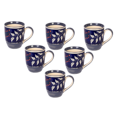 Blue - Blooming Leaves Drinking Mugs S06