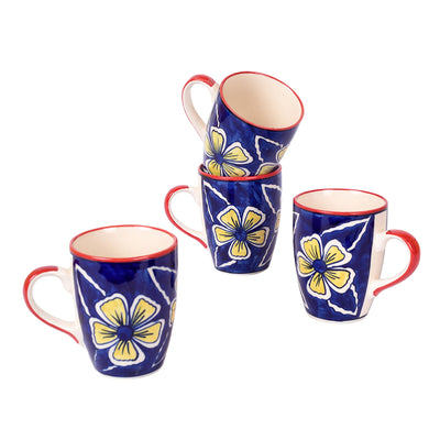 Blue - Flowers of Ecstasy Coffee Mugs Set of 4, Azure
