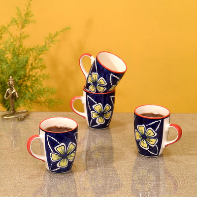 Blue - Flowers of Ecstasy Coffee Mugs Set of 4, Azure