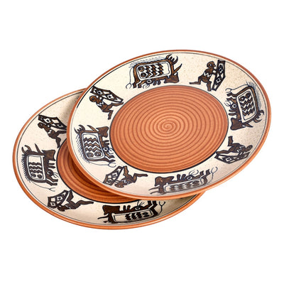 Brown - Tribal Village Dinner Plate (Set of 2) (1.1x10)