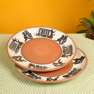 Brown - Tribal Village Dinner Plate (Set of 2) (1.1x10)