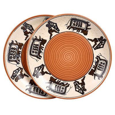 Brown - Tribal Village Dinner Plate (Set of 2) (1.1x10)