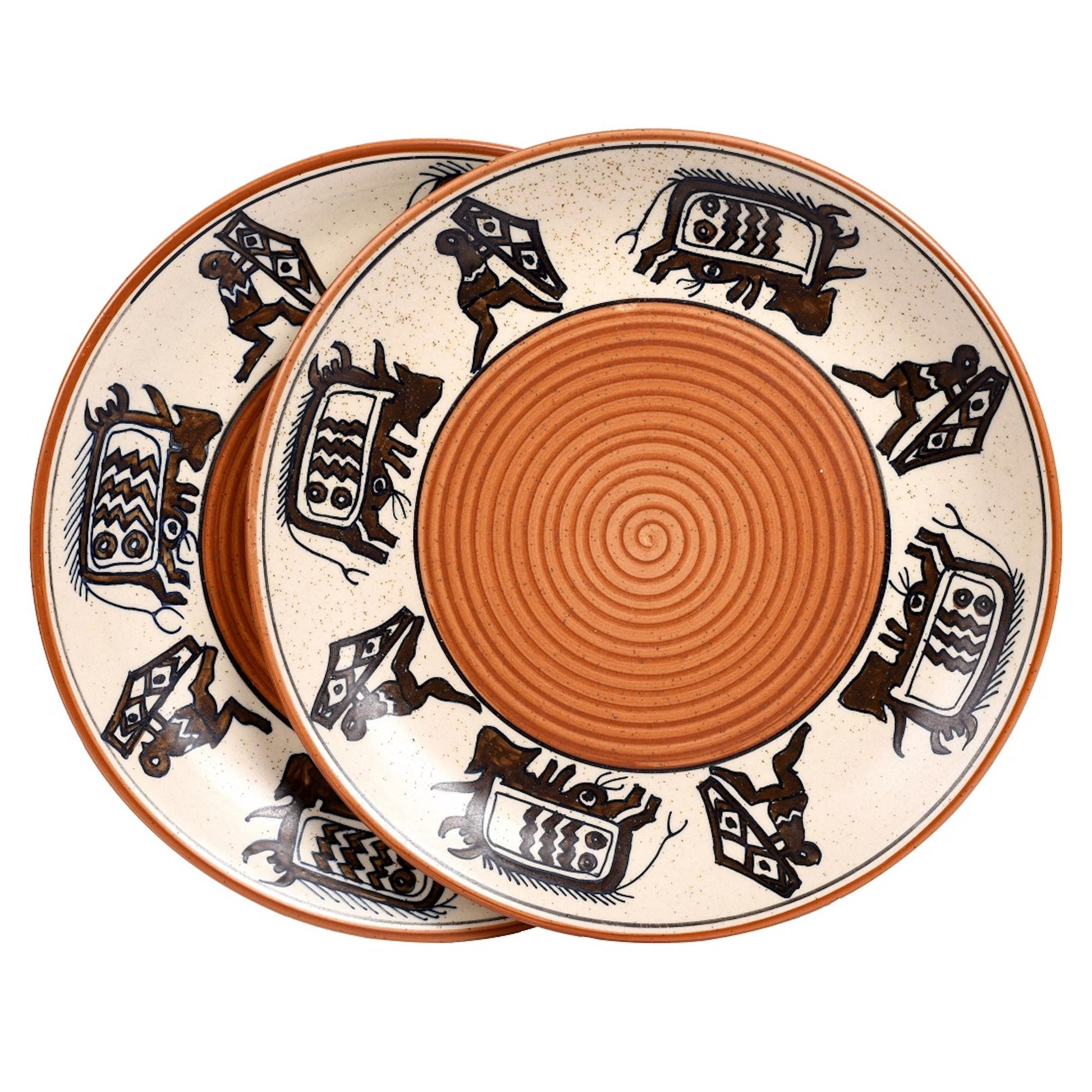 Brown - Tribal Village Dinner Plate (Set of 2) (1.1x10)