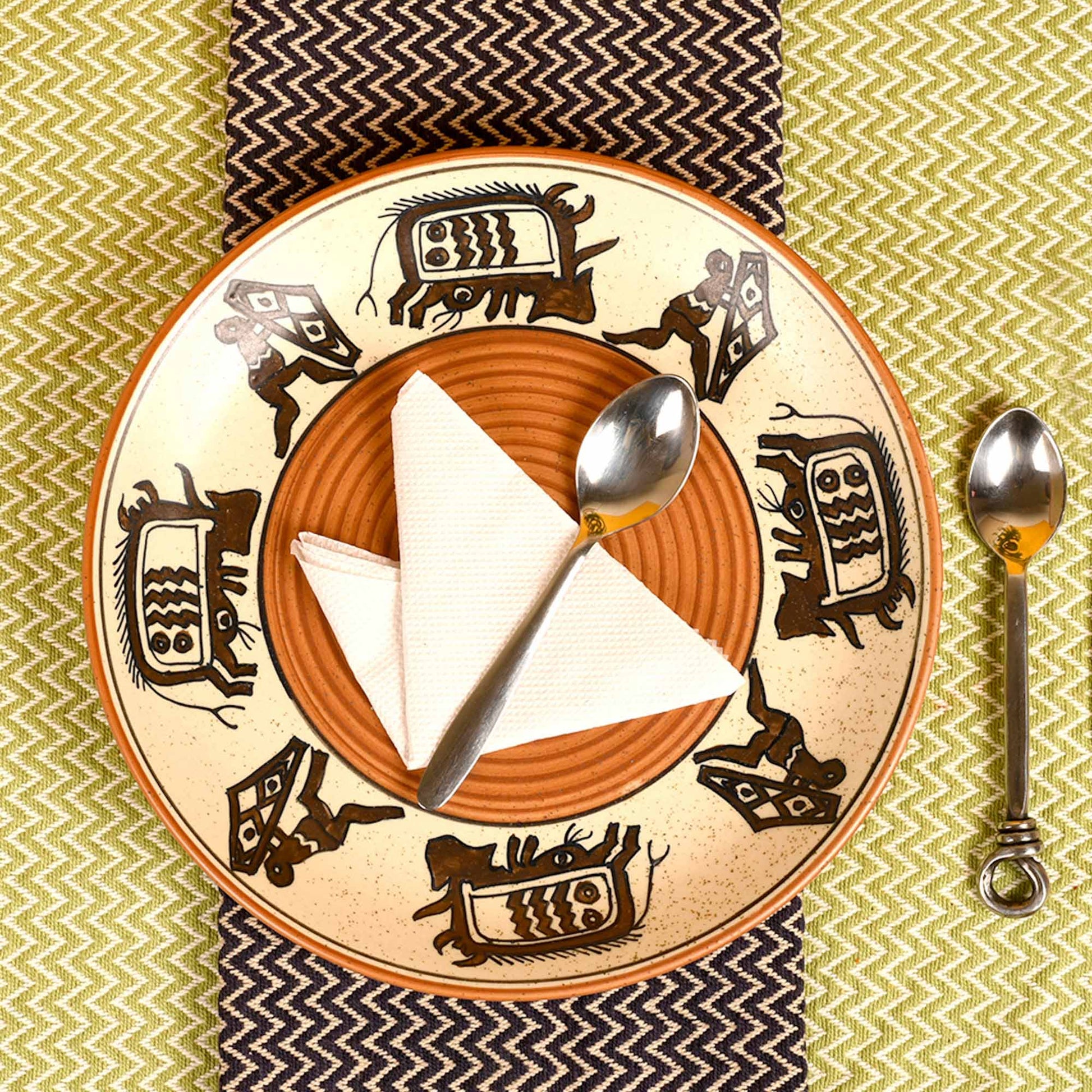 Brown - Tribal Village Dinner Plate (Set of 2) (1.1x10)