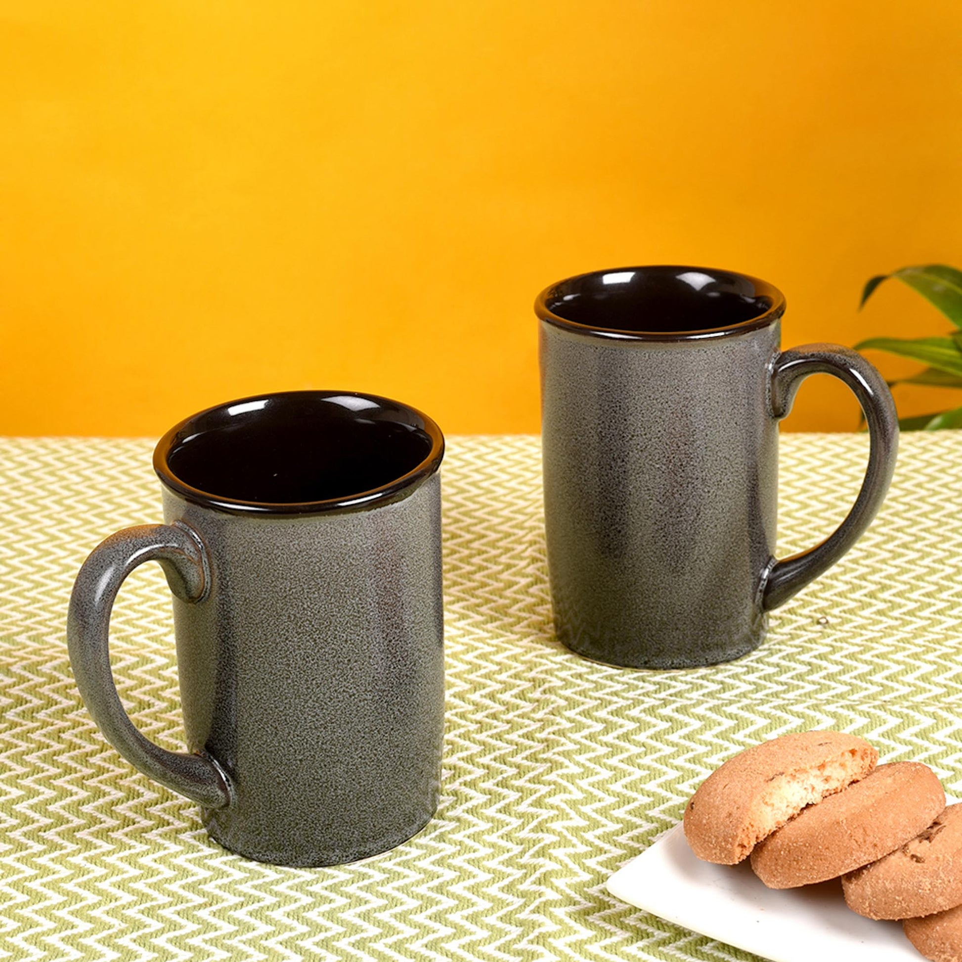 Brown - Cup Holder Handcrafted Wall Mounted & 2 Mugs (Set of 3) (10x3x10)