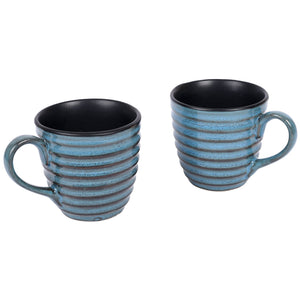 Blue - Cup Holder Handcrafted & 2 Mugs (Set of 3) (7x3.3x7)