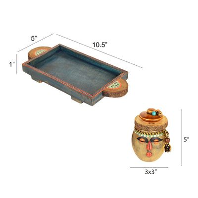 Brown - Happy Tribals Storage Jars and Handcrafted Tray (Set of 3)