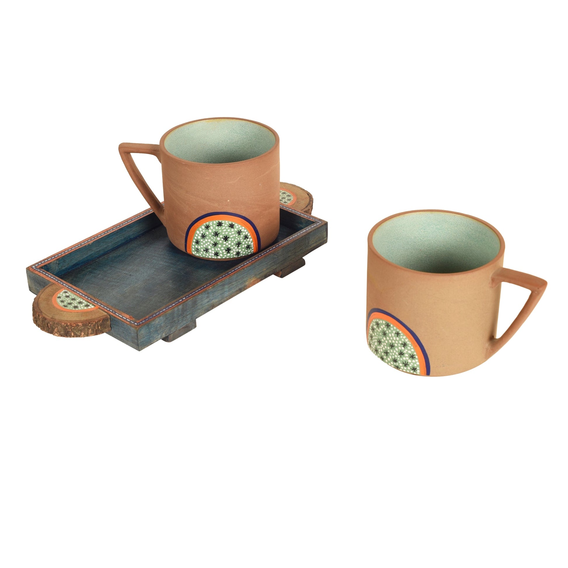 Brown - Desert Sand Breakfast Cups and Tray (Set of 3)
