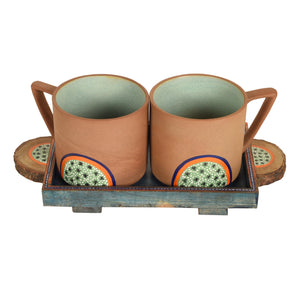Brown - Desert Sand Breakfast Cups and Tray (Set of 3)