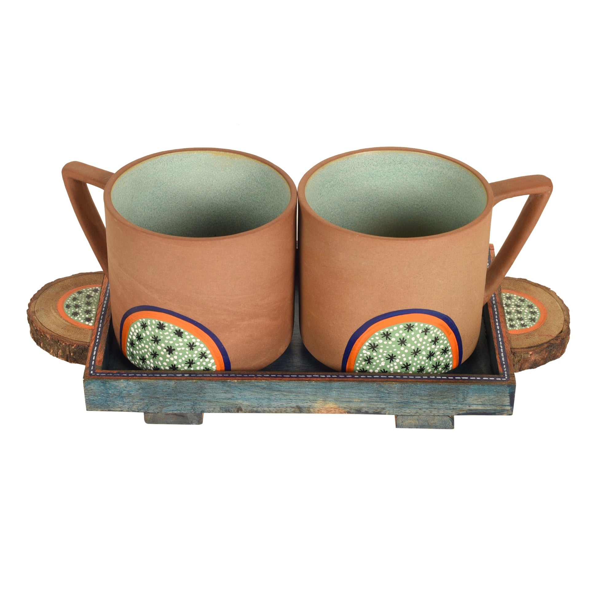 Brown - Desert Sand Breakfast Cups and Tray (Set of 3)