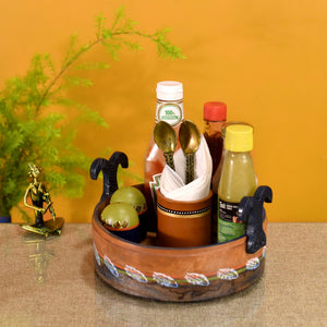 Brown - Autumn Leaf Multi-Purpose Stand in Round Shape