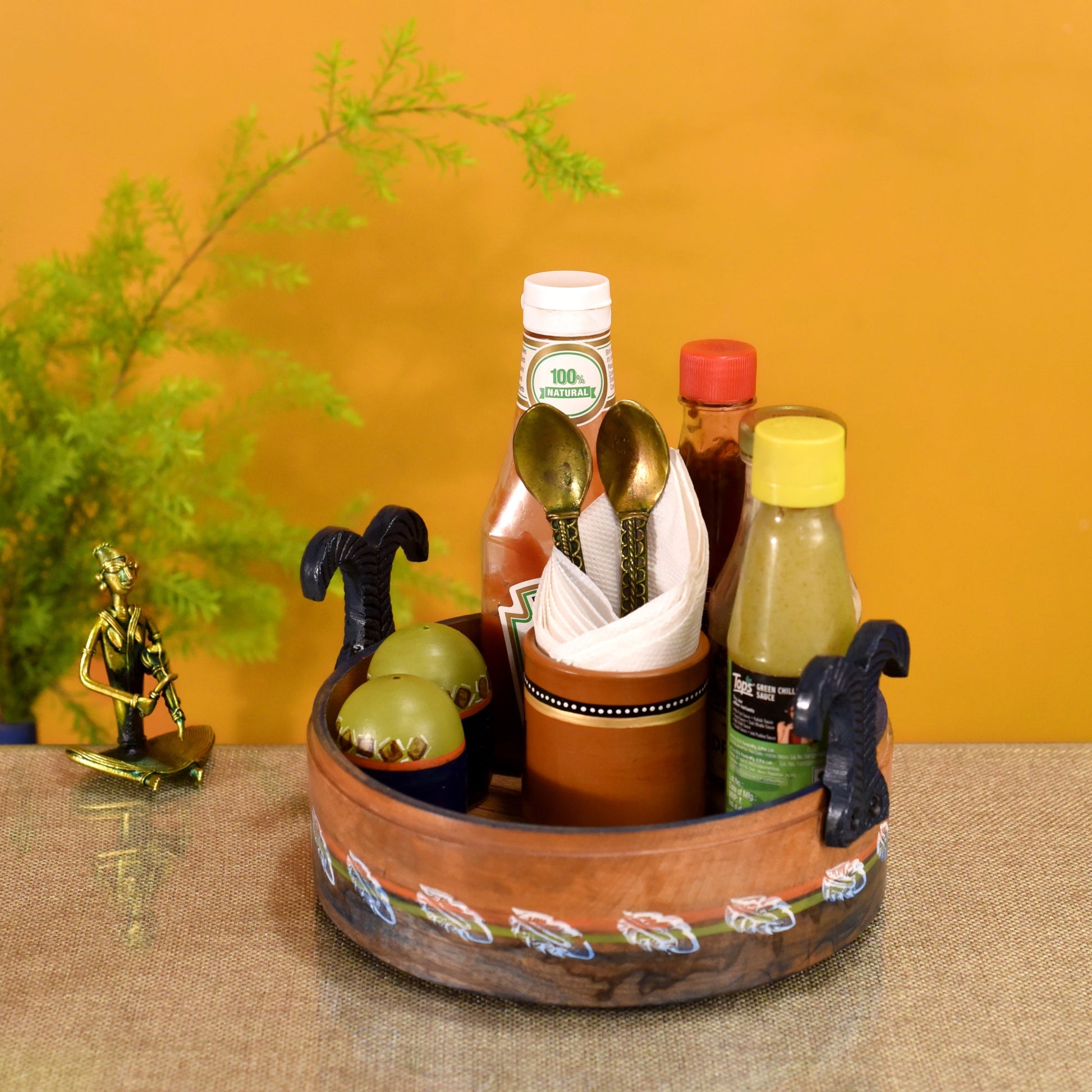 Brown - Autumn Leaf Multi-Purpose Stand in Round Shape