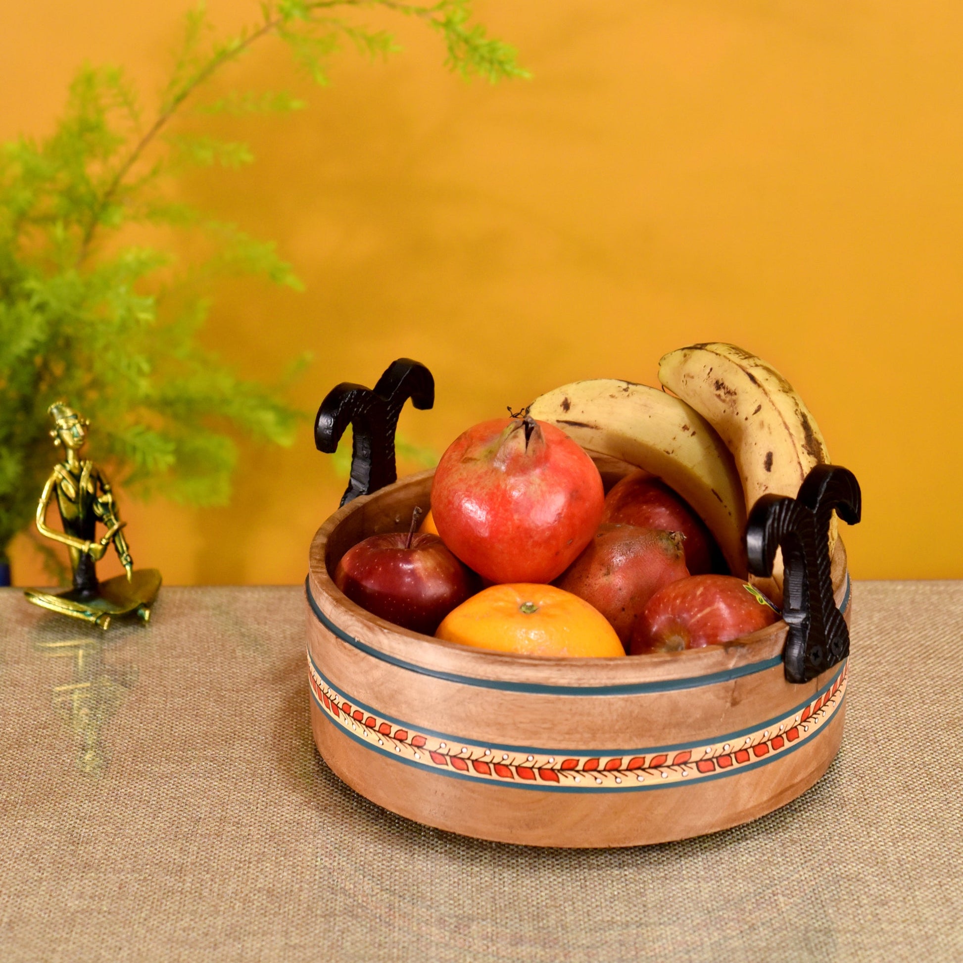 Beige - Rosho Fruit Basket Handcrafted in Mango Wood