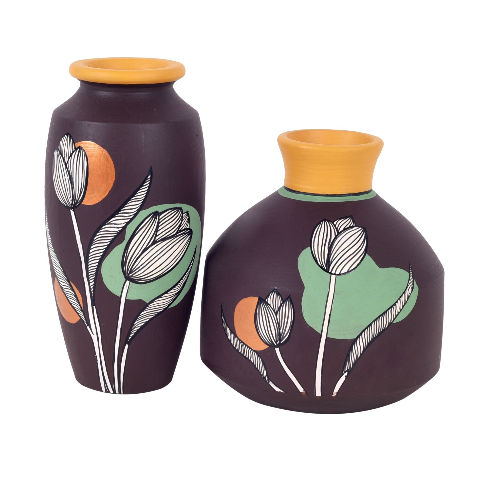 Autumn Hues Terracotta Vases (Set of 2) (Large - 5x5x5, Small - 3x3x6)