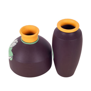 Autumn Hues Terracotta Vases (Set of 2) (Large - 5x5x5, Small - 3x3x6)