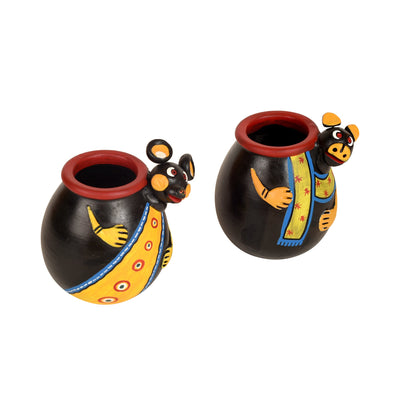 Animal Heads Multipurpose Pots (So2) in Black & Yellow (3x3x3.5/3x3x3.5