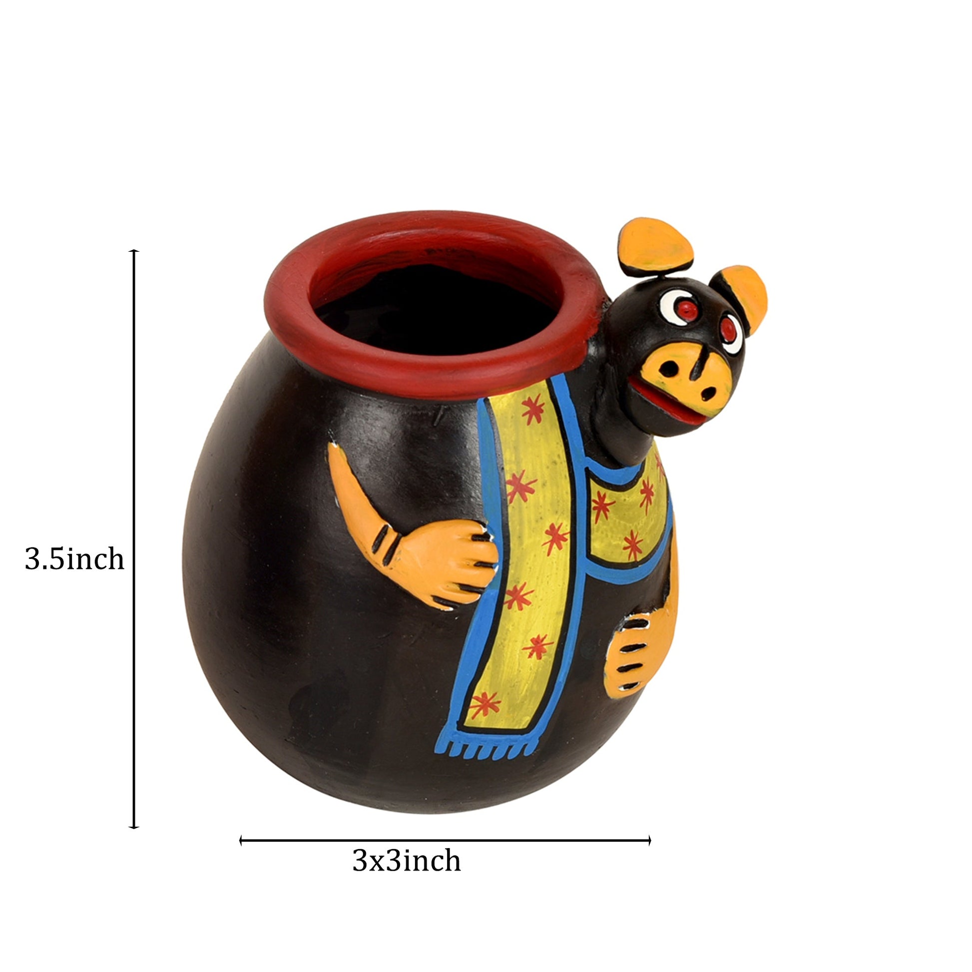 Animal Heads Multipurpose Pots (So2) in Black & Yellow (3x3x3.5/3x3x3.5")