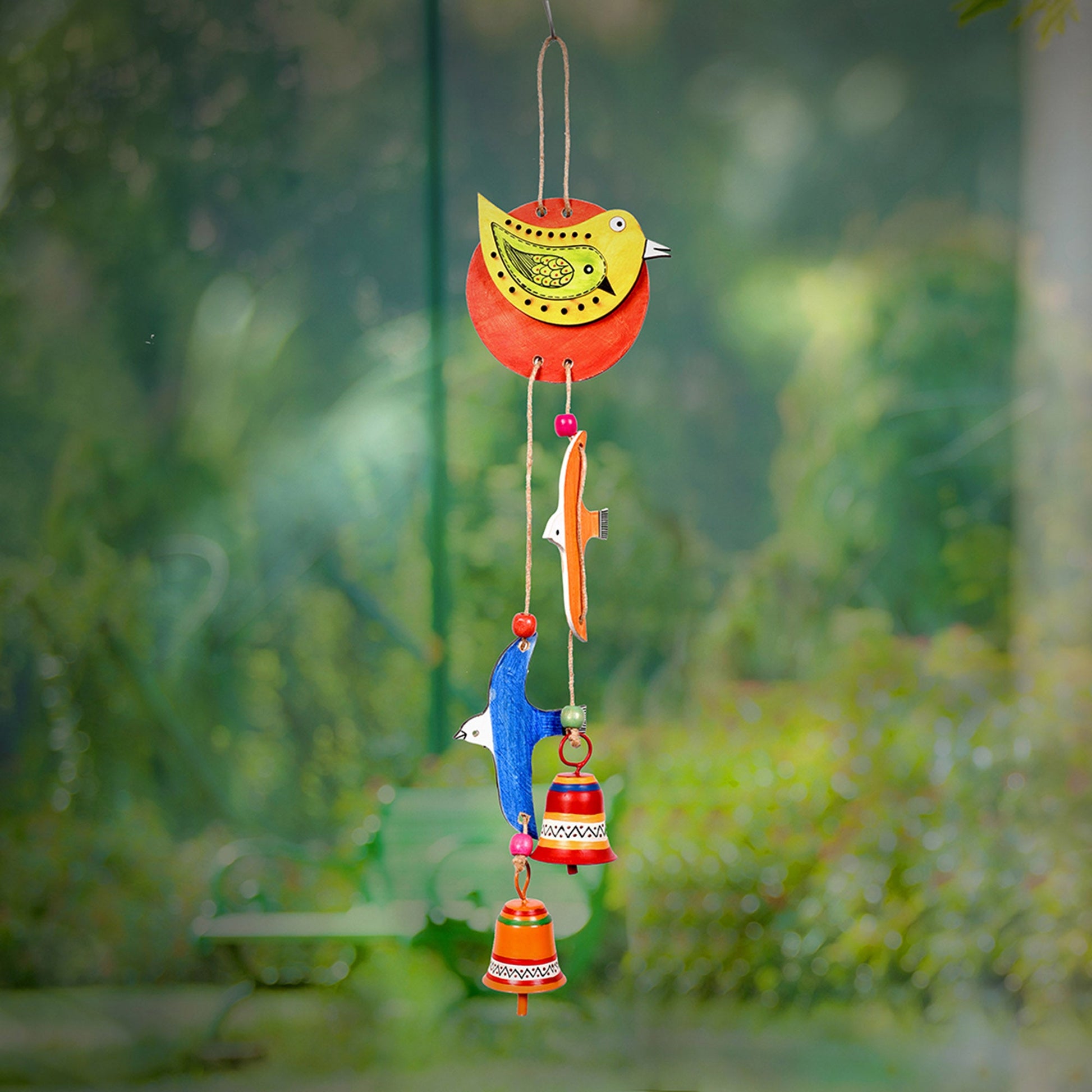2 Flying Birds Windchime with Two Metal Bells