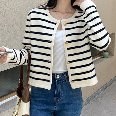 Marietta Striped Woolen Cardigan