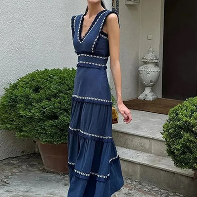 Rapunzel Cotton Summer Dress in Blue - Luxe Collection