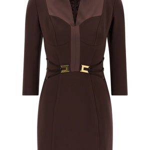 Elisabetta Franchi Logo Dress With Elastic Bands