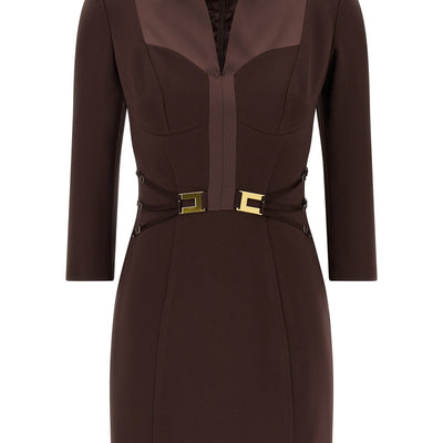 Elisabetta Franchi Logo Dress With Elastic Bands