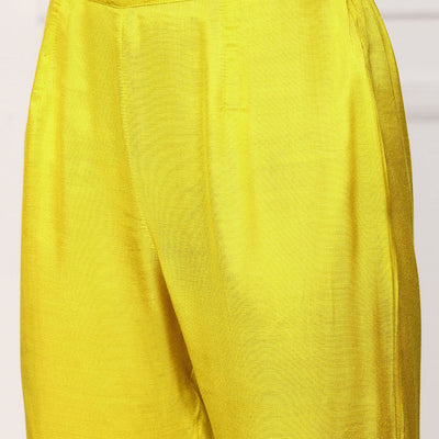 Yellow V-Neck Kurta With Trouser