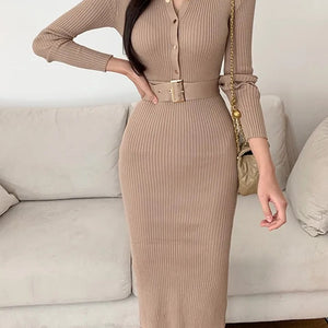Serra Premium Woolen Midi Dress